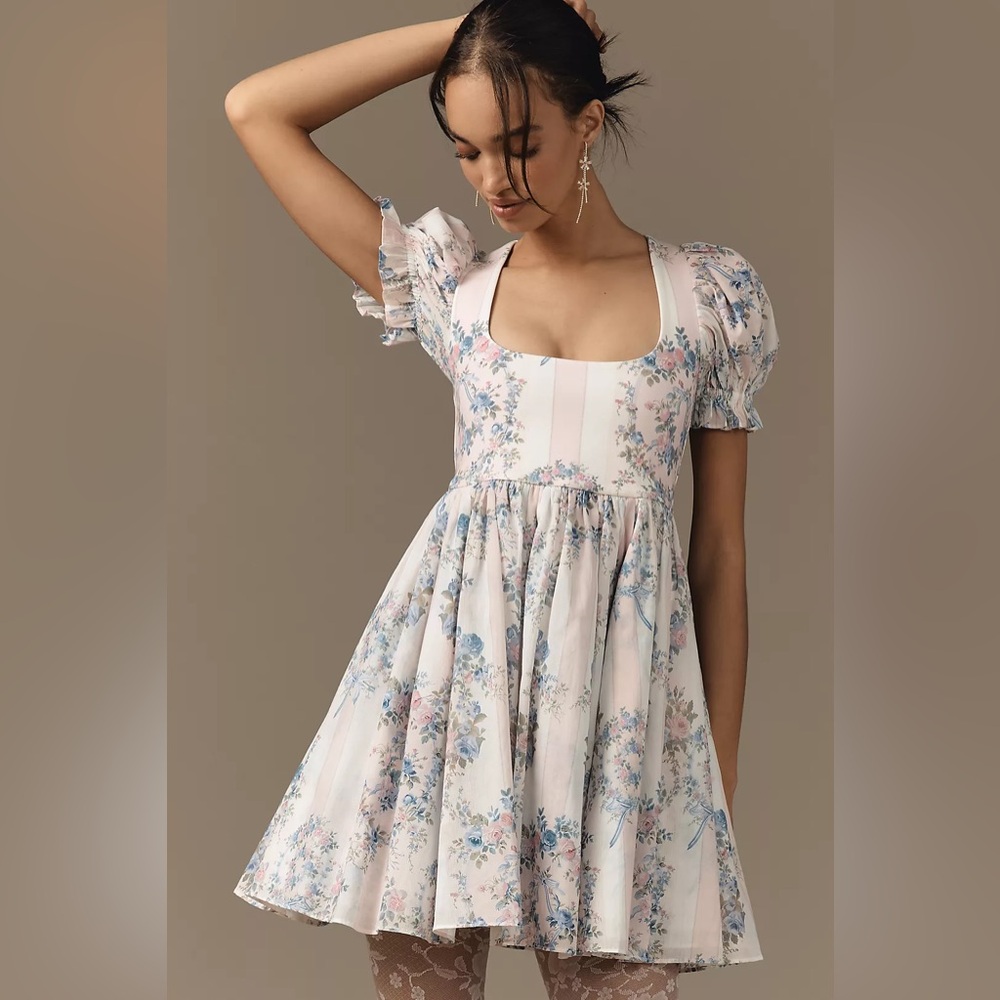 Anthropologie Selkie The Heiress Puff-Sleeve Mini Dress XS EUC